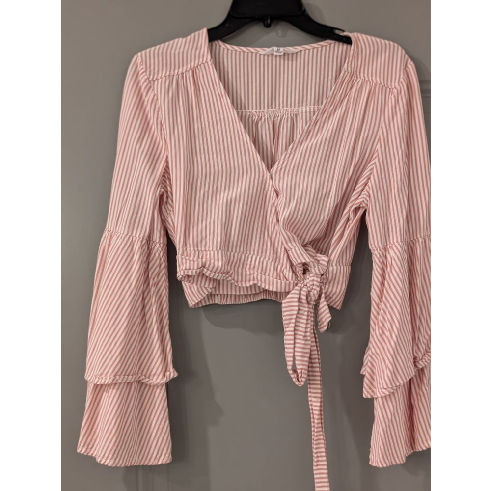 Women's JACK by BB DAKOTA Pink & White Striped Blouse M